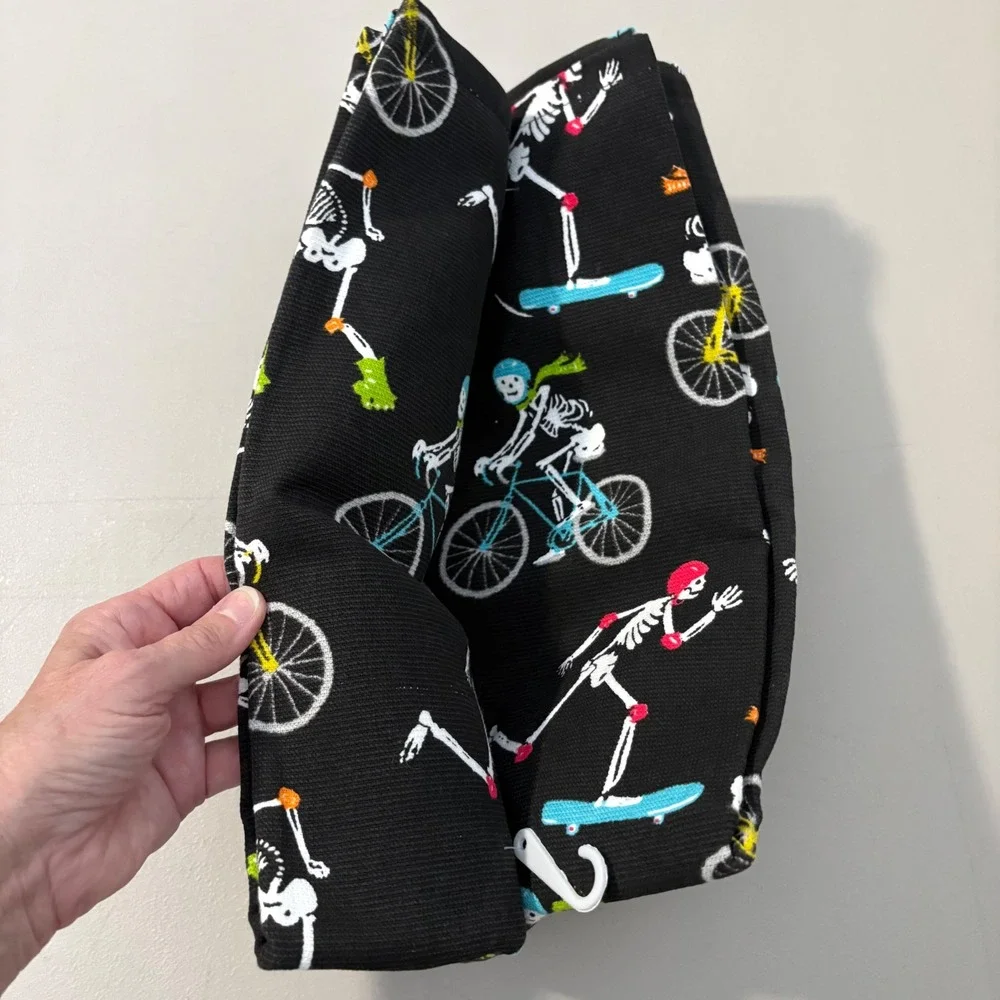 Halloween Skeleton Sports Kitchen Towel Biking Skating Blk Set of 2 Hand  Towel
